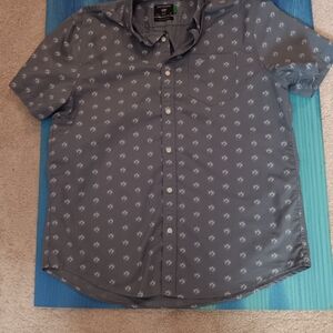 Dockers Blue Patterned Button Up Shirt Sz L